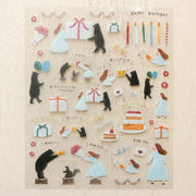 Necktie Bear Birthday Stickers