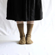 Nishiguchi Kutsushita Egyptian Cotton Ribbed Socks | Café au Lait