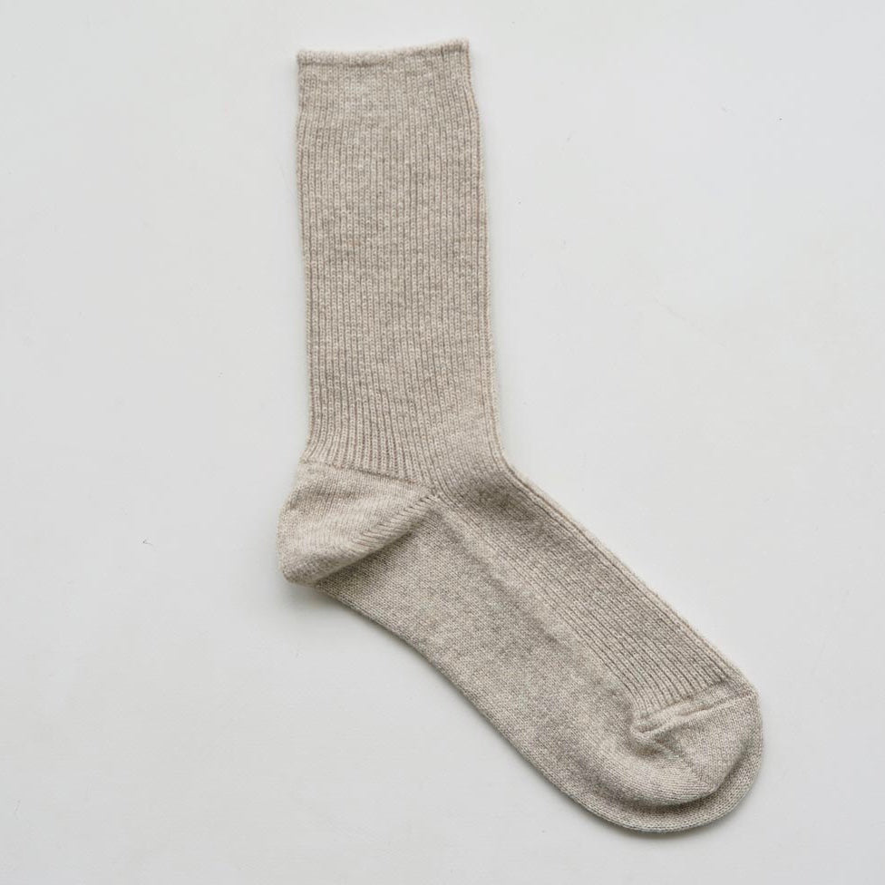 Hakne Wool Cashmere Ribbed Socks | Oatmeal