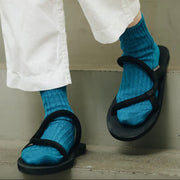 Nishiguchi Kutsushita Linen Ribbed Socks | Tenkawa River (2025 Limited Color)