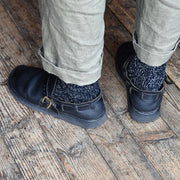 Nishiguchi Kutsushita Hemp Cotton Ribbed Socks | Midnight