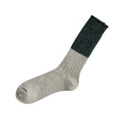 Nishiguchi Kutsushita Wool Cotton Slab Socks | Jungle Green
