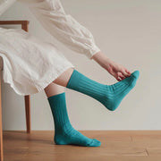 Nishiguchi Kutsushita Egyptian Cotton Ribbed Socks | Aquarium Blue (Limited Color)