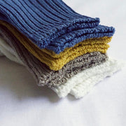 Nishiguchi Kutsushita Linen Ribbed Socks | Blue
