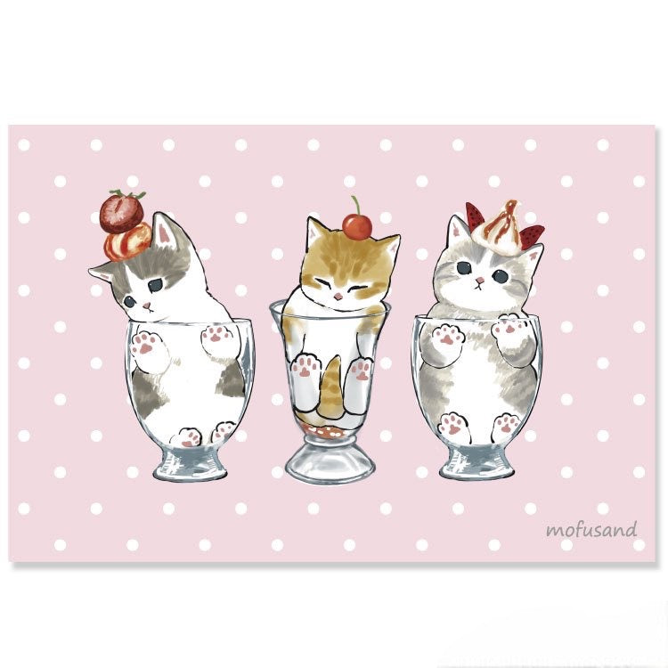 Mofusand Cats Postcard - Dessert Cups
