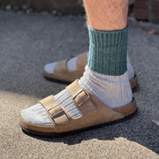Nishiguchi Kutsushita Wool Cotton Slab Socks | Jungle Green