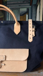 Edgar | Canvas & Leather Tote | Midnight Navy