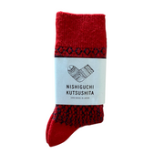 Nishiguchi Kutsushita Wool Jaquard Socks | Red Color