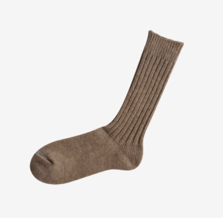 Nishiguchi Kutsushita Wool Ribbed Socks | Beige