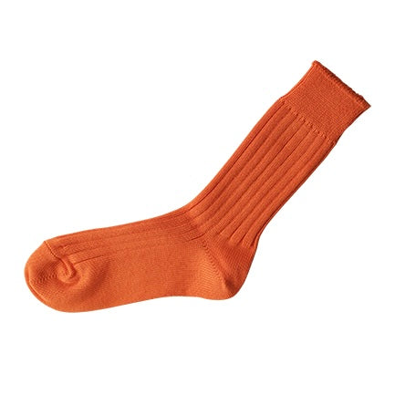 Nishiguchi Kutsushita Egyptian Cotton Ribbed Socks | Apricot Orange (2023 Limited Color)
