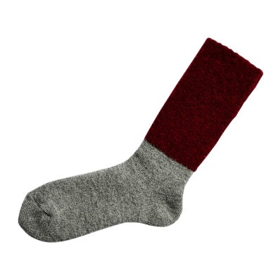 Nishiguchi Kutsushita Mohair Wool Pile Socks | Bordeaux