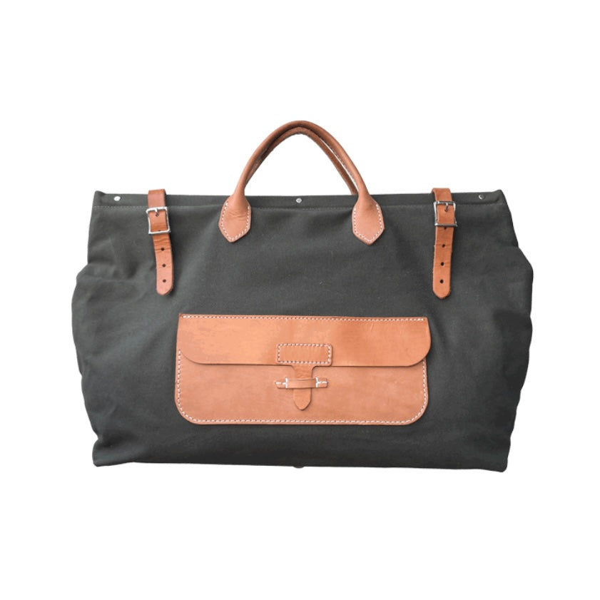 Edgar | Overnight Canvas & Leather Tote | Seaweed Green