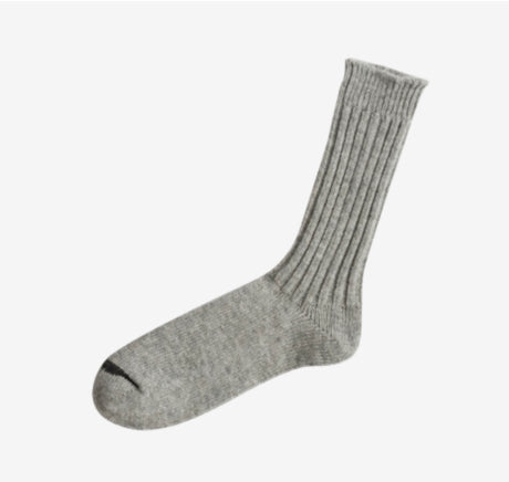 Nishiguchi Kutsushita Wool Ribbed Socks | Light Grey