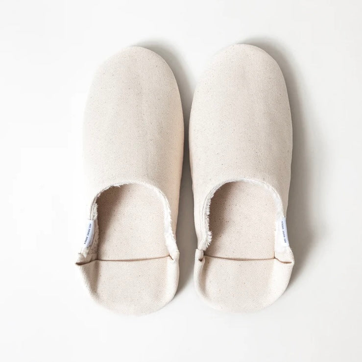 Canvas Wool Lined Home Shoes | Natural