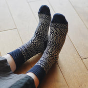 Nishiguchi Kutsushita Wool Jaquard Socks | Berlin Blue (2023 Limited Color)