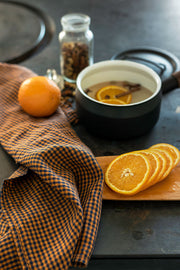 Orange and Dark Blue Gingham (Minnie) |  Linen Kitchen Cloth