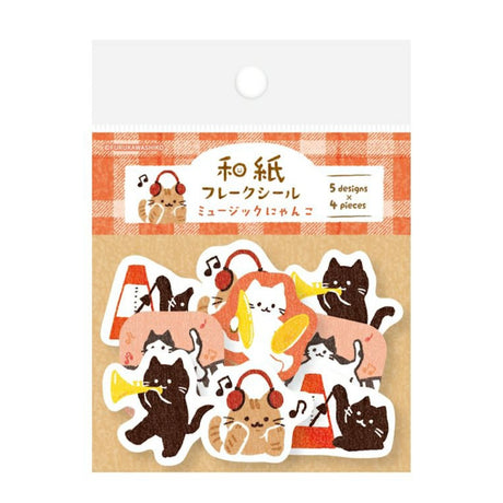 Furukawashiko Flake Stickers - Music Cats