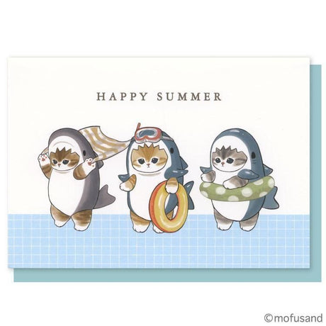 Mofusand Summer Shark Pop Up Greeting Card