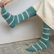 Nishiguchi Kutsushita Mohair Wool Border Socks | Trail Road (2025 Limited Color)