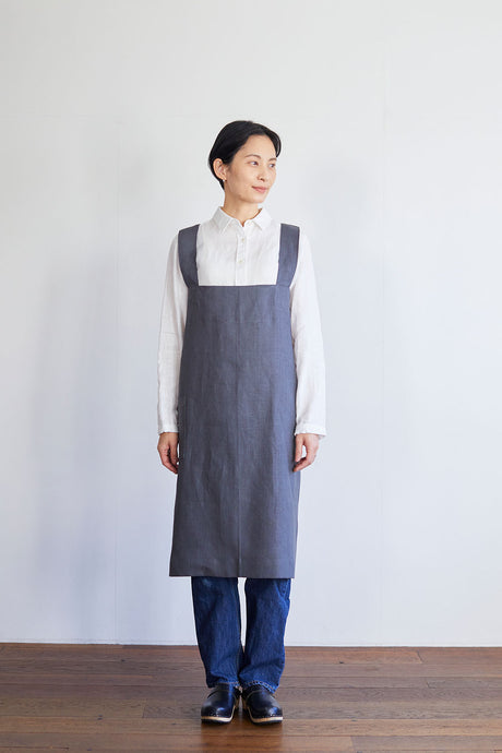 Medium Gray Linen Square Apron