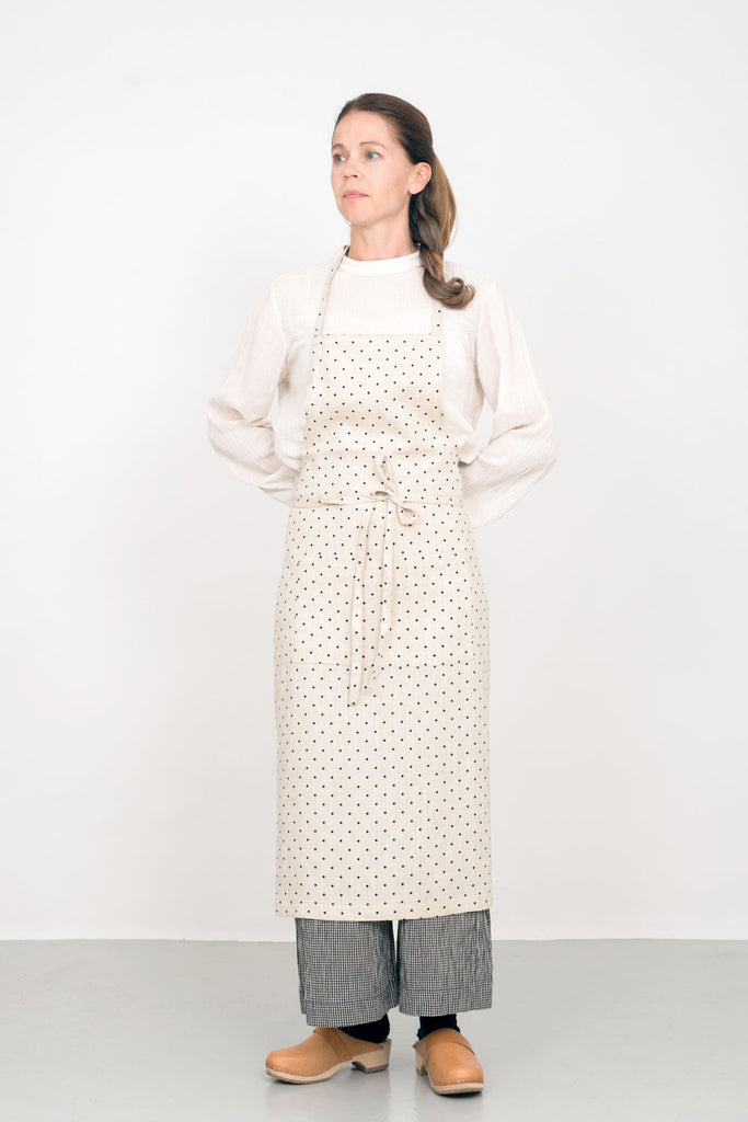 Linen Full Apron | Natural Dot