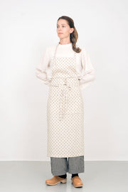 Linen Full Apron | Natural Dot