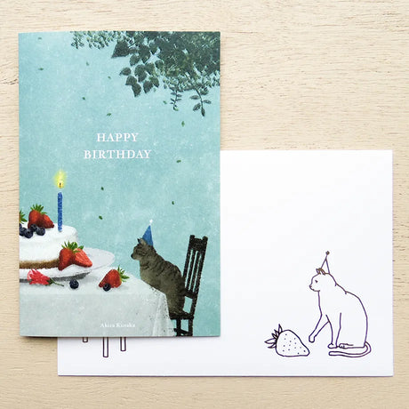 Akira Kusaka Cat Birthday Cake Card