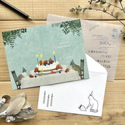 Akira Kusaka Cat Birthday Cake Card