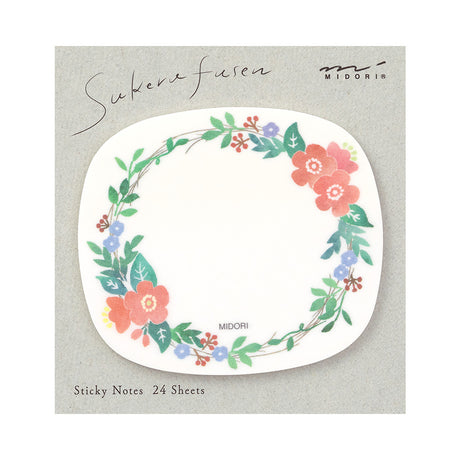 Midori Translucent Sticky Notes | Red Floral Wreath