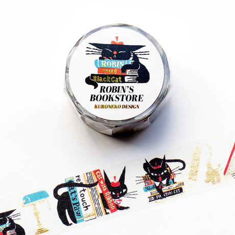 Black Cat Design Foil Stamped Masking Tape | Robin's Bookstore