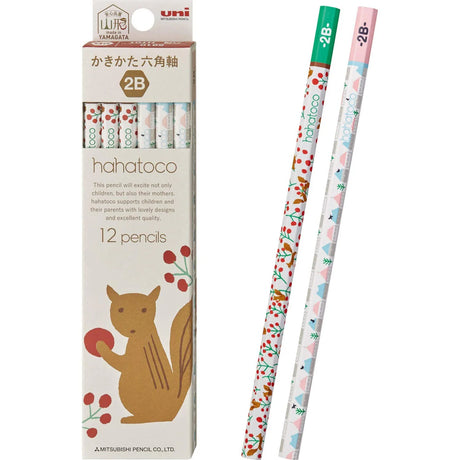 Uni Hahatoco| Squirrel | 12 Pencil Set 2B | White