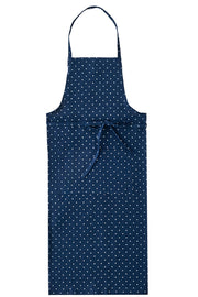 Linen Full Apron | Navy Dot
