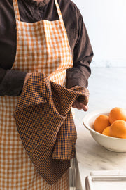 Orange and Dark Blue Gingham (Minnie) |  Linen Kitchen Cloth