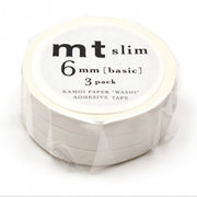 Slim Matte White 3 Roll | Washi Tape
