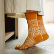 Nishiguchi Kutsushita Wool Jaquard Socks | Lantern Orange (2025 Limited Color)