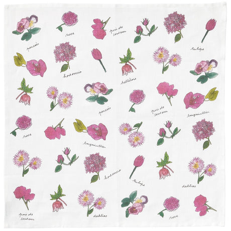 Linen Handkerchief - Isabelle Boinot Pink Flowers