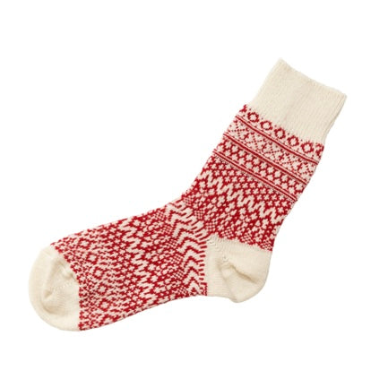 Nishiguchi Kutsushita Wool Jaquard Socks | Red Sox (2024 Limited Color)