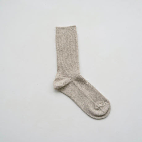 Hakne Wool Cashmere Ribbed Socks | Oatmeal