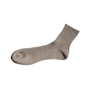 Nishiguchi Kutsushita Linen Ribbed Socks | Beige