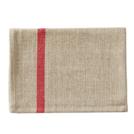 Natural with Red | Thick Linen Kitchen Cloth