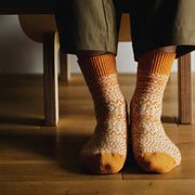 Nishiguchi Kutsushita Wool Jaquard Socks | Lantern Orange (2025 Limited Color)