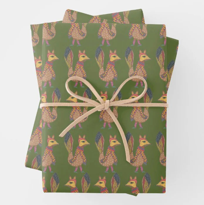 Nayana Studio Gift Wrap | Squirrel with Scarf