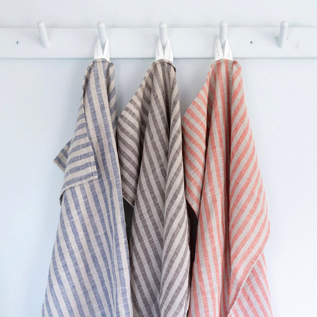 Brown & Oatmeal Stripe | Linen Kitchen Cloth
