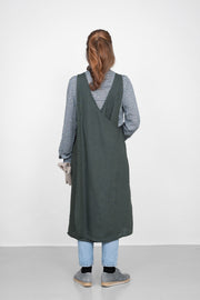 Linen Over Dress Apron | Vert Noir