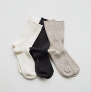 Hakne Wool Cashmere Ribbed Socks | Ivory