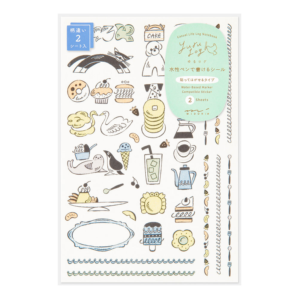Midori Yuru Log Decorative Stickers - Sweets & Animals