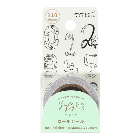 Midori Yuru Log Roll Stickers - Numbers