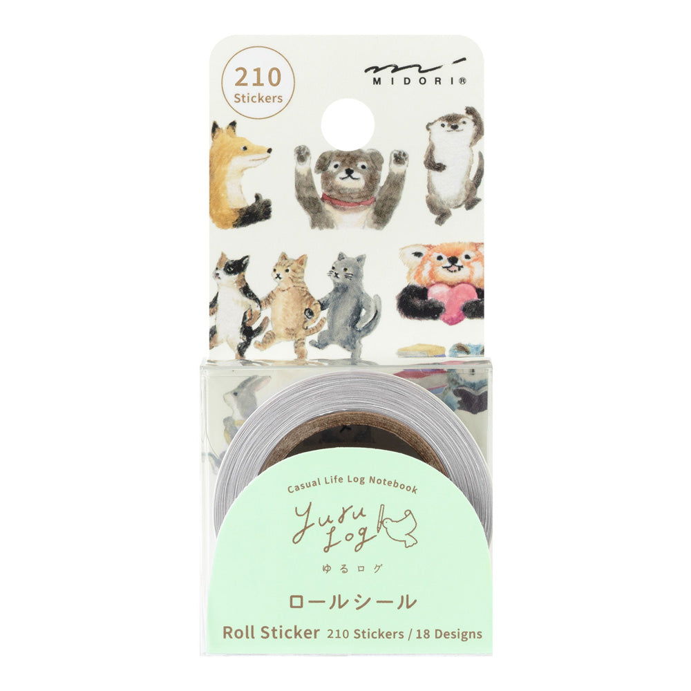 Midori Yuru Log Roll Stickers - Animal Emotions