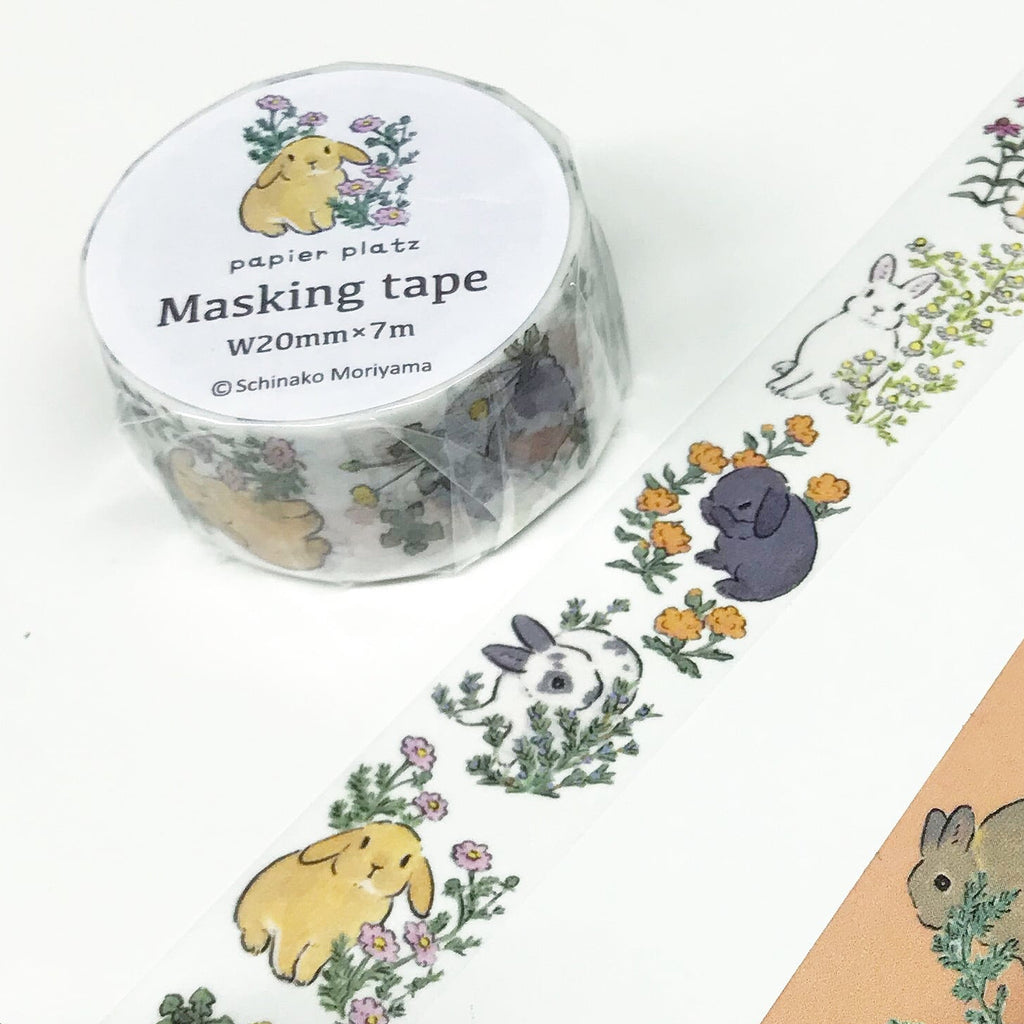 Bunny & Flowers Washi Tape by Shinako Moriyama