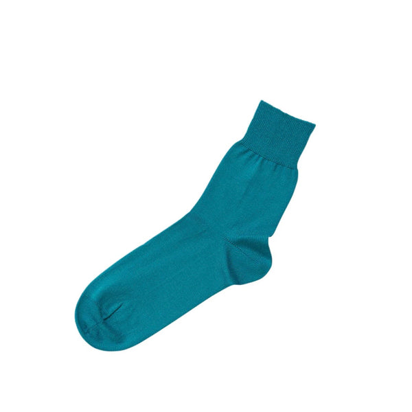 Nishiguchi Kutsushita Egyptian Cotton Plain Socks | Aquarium Blue